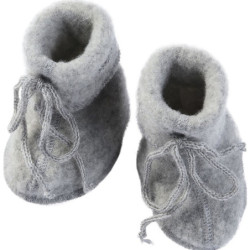 Baby Schühchen mit Bändel Fleece, hellgrau melange, Gr.1
